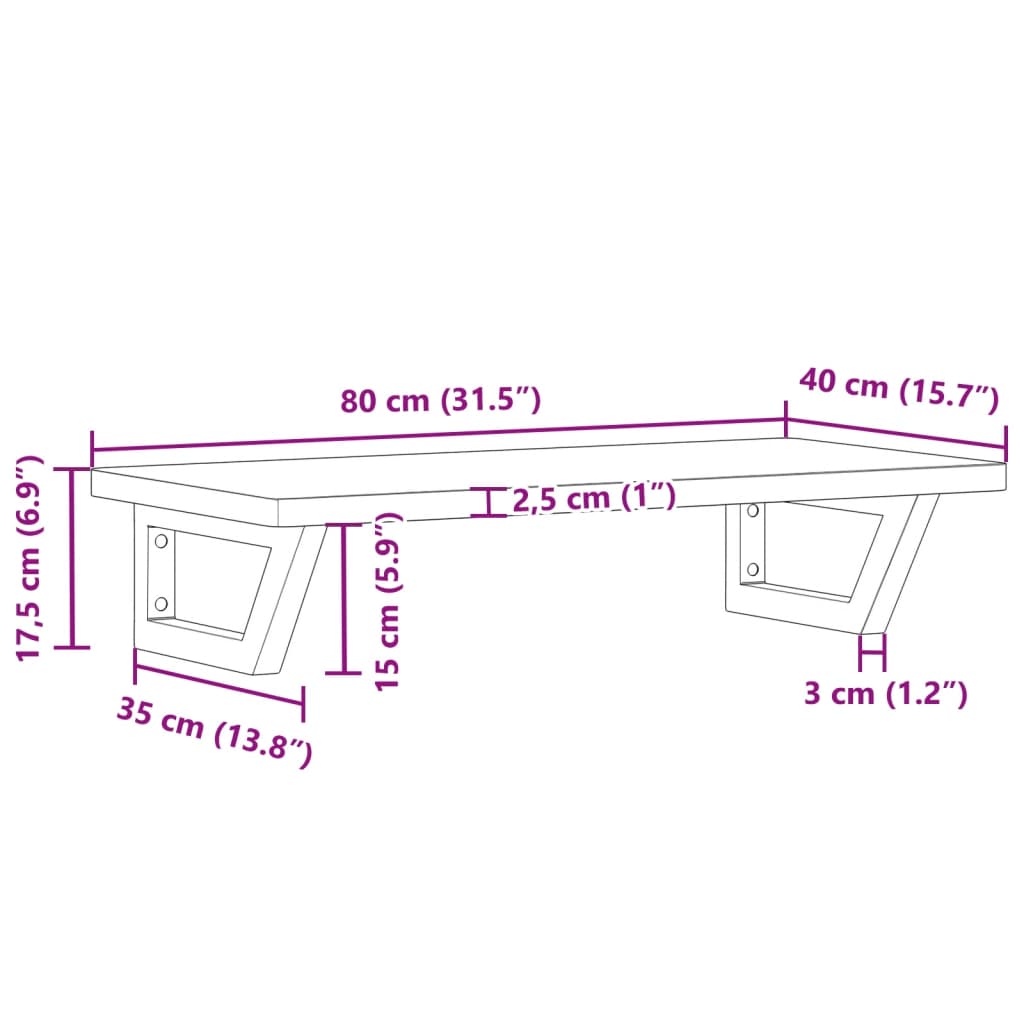 vidaXL Basin Shelf Wall Mounted Steel and Solid Wood Beech
