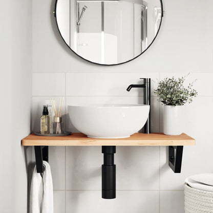 vidaXL Basin Shelf Wall Mounted Steel and Solid Wood Beech
