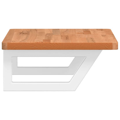 vidaXL Basin Shelf Wall Mounted Steel and Solid Wood Beech