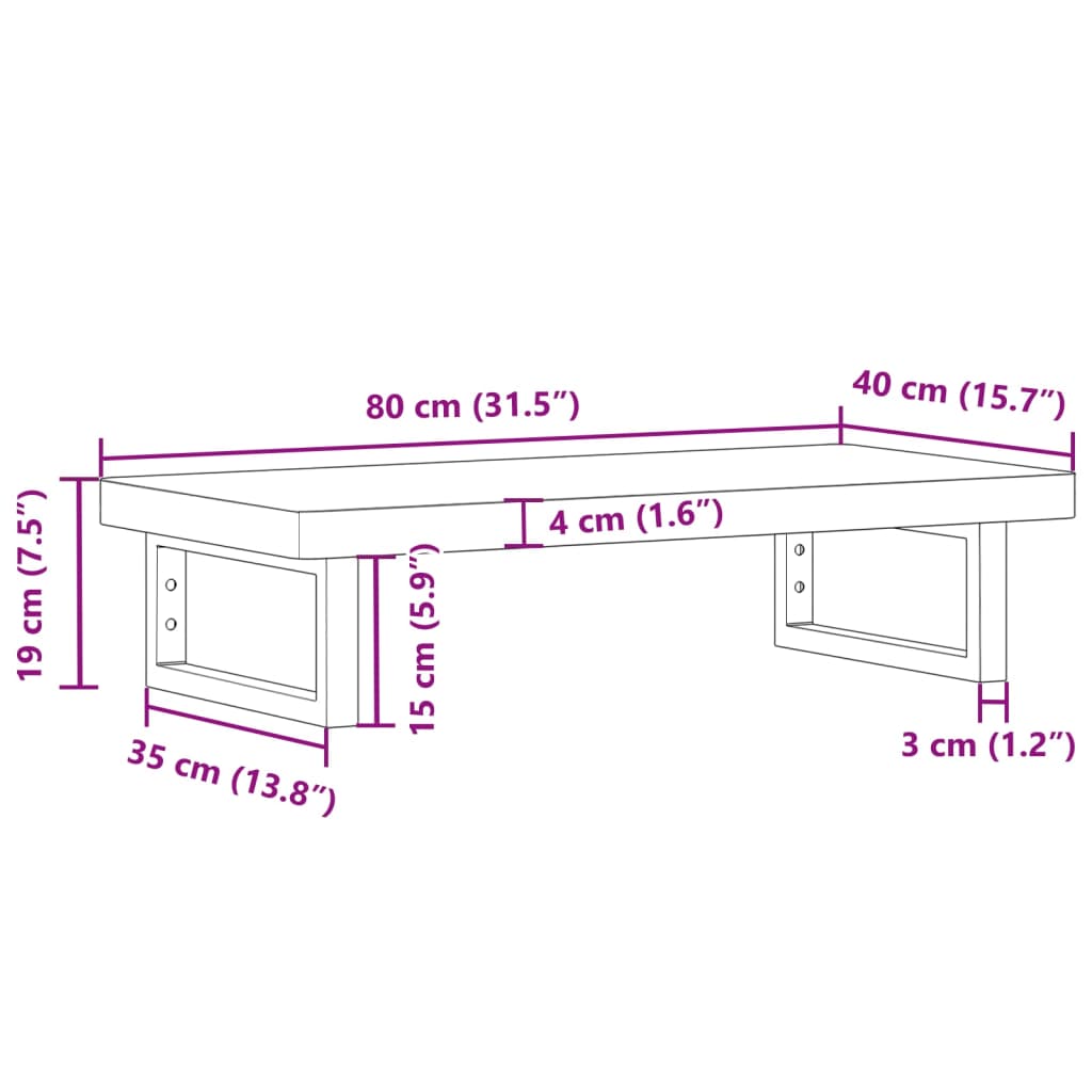 vidaXL Basin Shelf Wall Mounted Steel and Solid Wood Beech