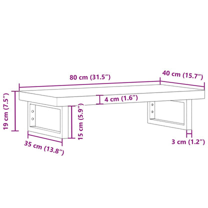 vidaXL Basin Shelf Wall Mounted Steel and Solid Wood Beech