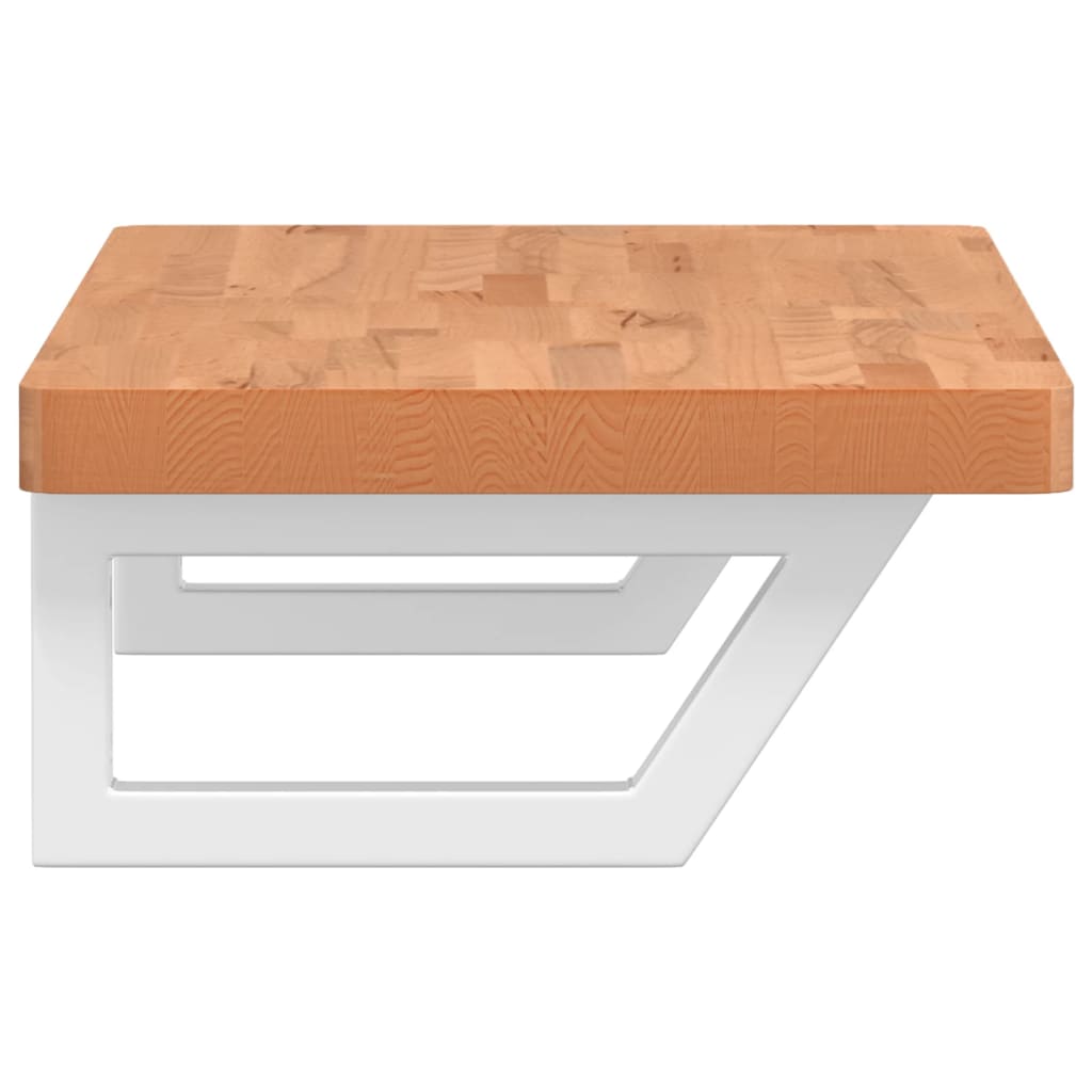 vidaXL Basin Shelf Wall Mounted Steel and Solid Wood Beech