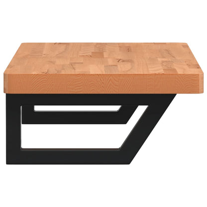 vidaXL Basin Shelf Wall Mounted Steel and Solid Wood Beech