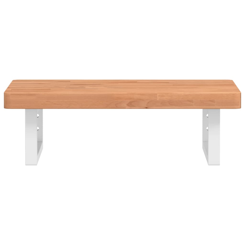 vidaXL Basin Shelf Wall Mounted Steel and Solid Wood Beech