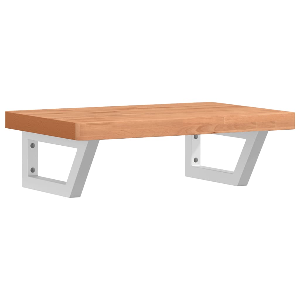 vidaXL Basin Shelf Wall Mounted Steel and Solid Wood Beech