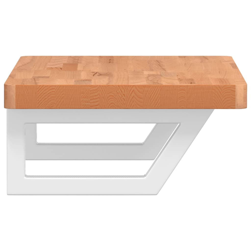 vidaXL Basin Shelf Wall Mounted Steel and Solid Wood Beech