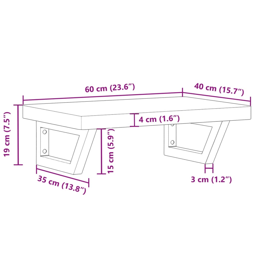vidaXL Basin Shelf Wall Mounted Steel and Solid Wood Beech