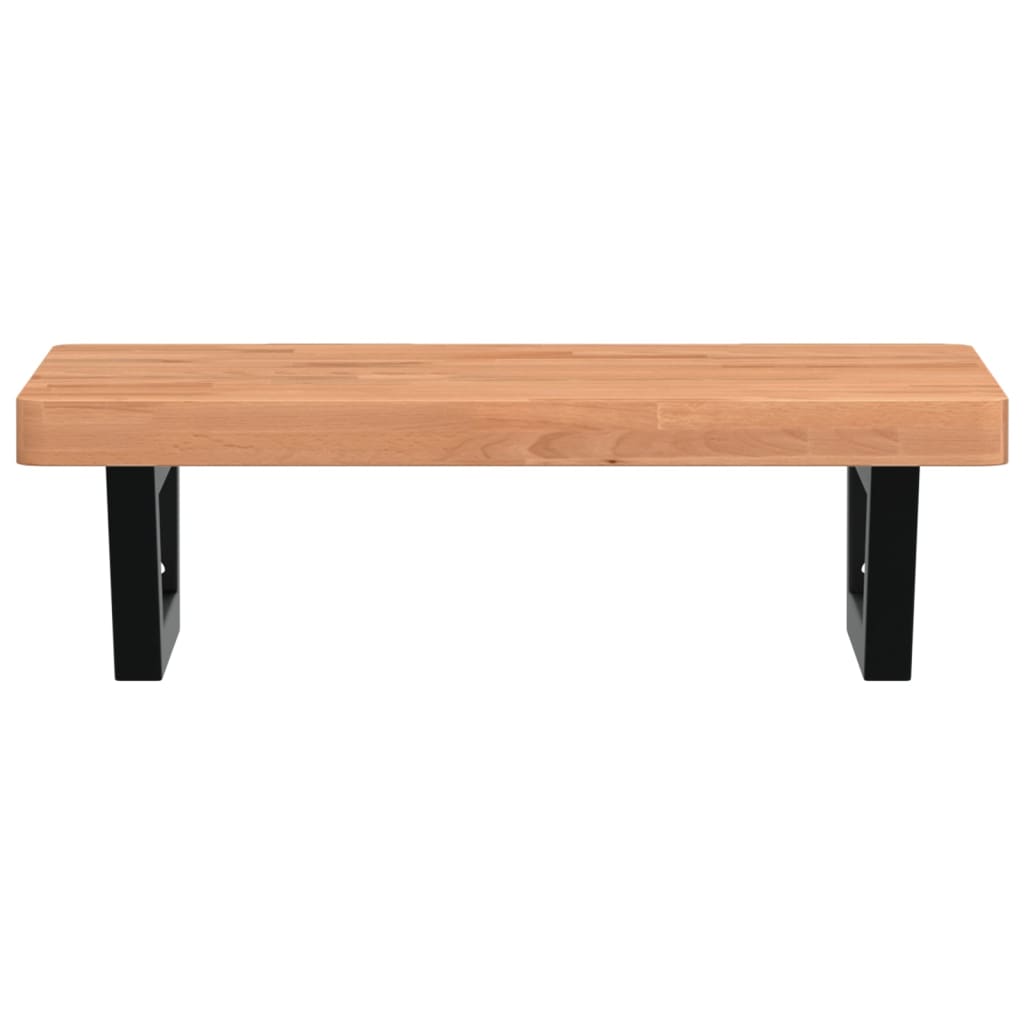 vidaXL Basin Shelf Wall Mounted Steel and Solid Wood Beech