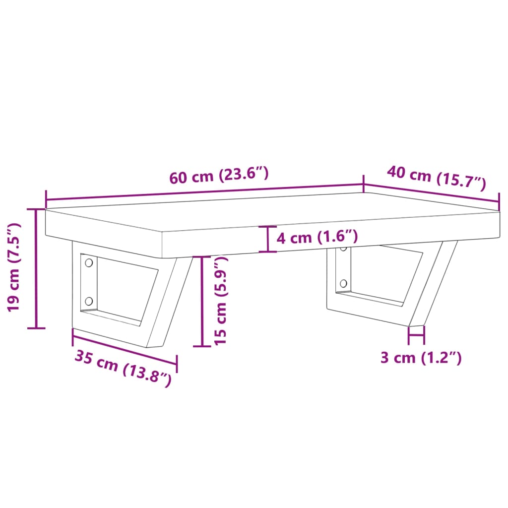 vidaXL Basin Shelf Wall Mounted Steel and Solid Wood Beech