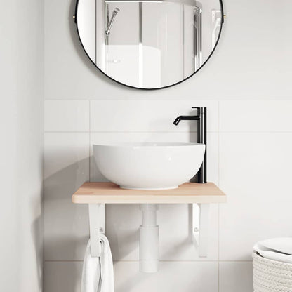vidaXL Basin Shelf Wall Mounted Steel and Solid Wood Oak