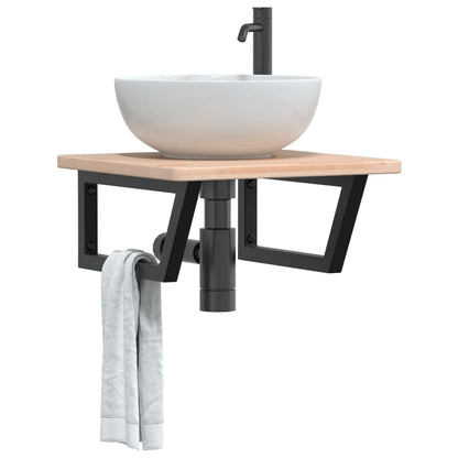 vidaXL Basin Shelf Wall Mounted Steel and Solid Wood Oak