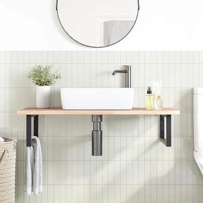 vidaXL Basin Shelf Wall Mounted Steel and Solid Wood Oak
