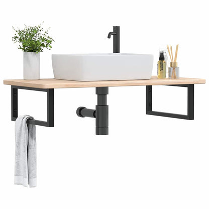 vidaXL Basin Shelf Wall Mounted Steel and Solid Wood Oak
