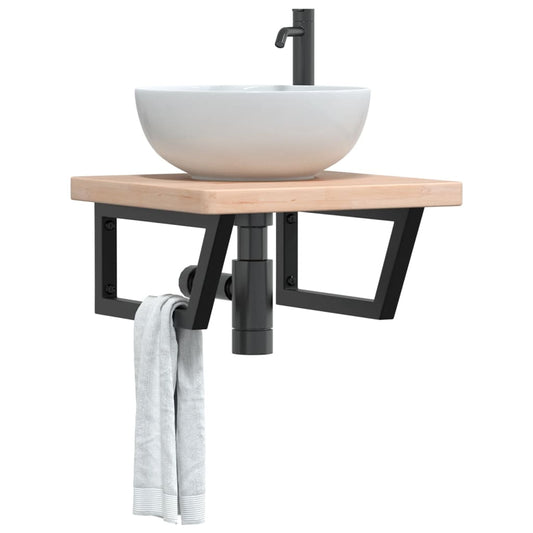 vidaXL Basin Shelf Wall Mounted Steel and Solid Wood Oak