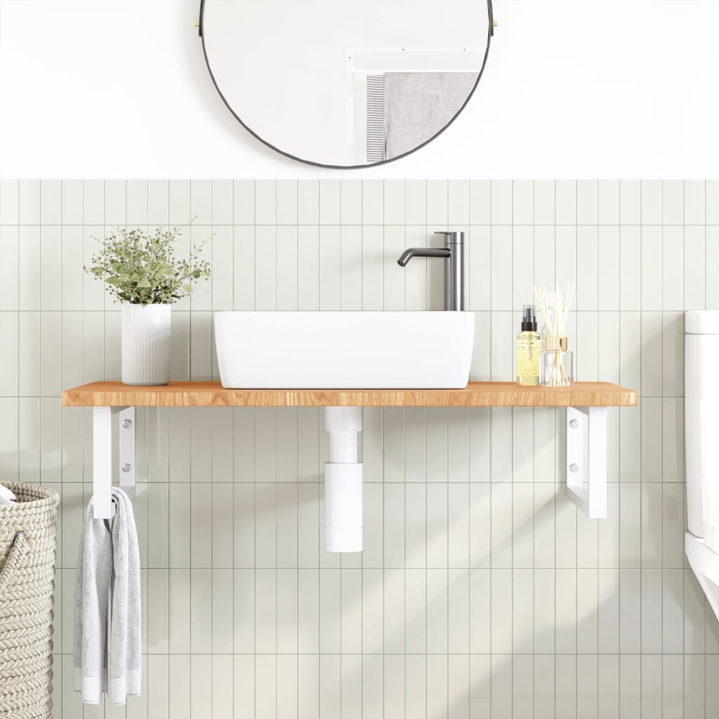 vidaXL Basin Shelf Wall Mounted Steel and Solid Wood Oak