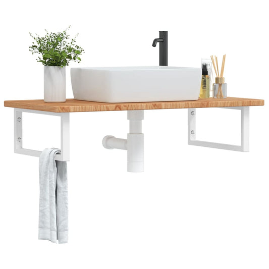 vidaXL Basin Shelf Wall Mounted Steel and Solid Wood Oak
