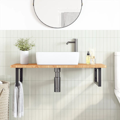vidaXL Basin Shelf Wall Mounted Steel and Solid Wood Oak