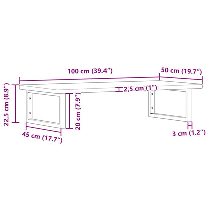 vidaXL Basin Shelf Wall Mounted Steel and Solid Wood Oak