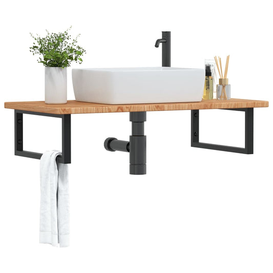 vidaXL Basin Shelf Wall Mounted Steel and Solid Wood Oak