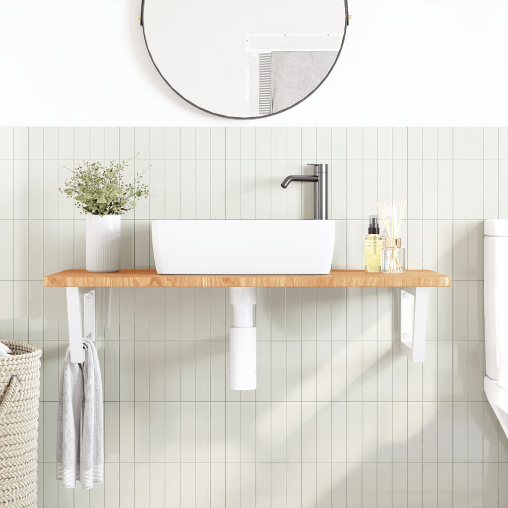 vidaXL Basin Shelf Wall Mounted Steel and Solid Wood Oak