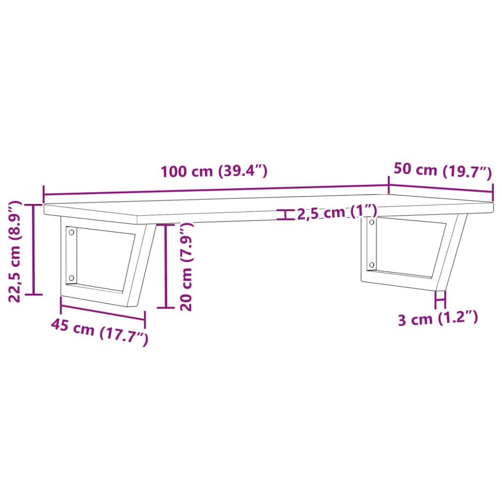 vidaXL Basin Shelf Wall Mounted Steel and Solid Wood Oak