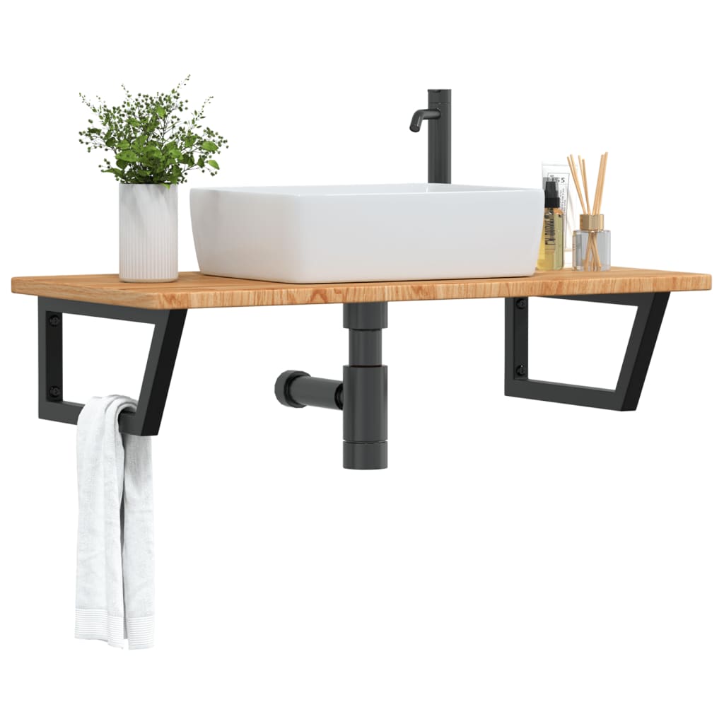 vidaXL Basin Shelf Wall Mounted Steel and Solid Wood Oak