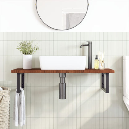 vidaXL Basin Shelf Wall Mounted Steel and Solid Wood Oak