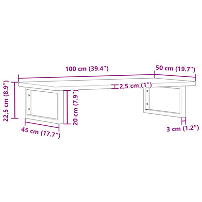 vidaXL Basin Shelf Wall Mounted Steel and Solid Wood Oak