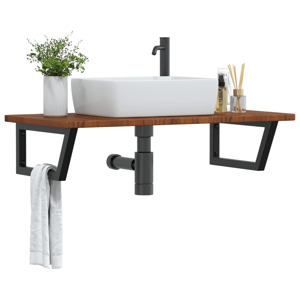 vidaXL Basin Shelf Wall Mounted Steel and Solid Wood Oak