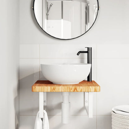 vidaXL Basin Shelf Wall Mounted Steel and Solid Wood Oak