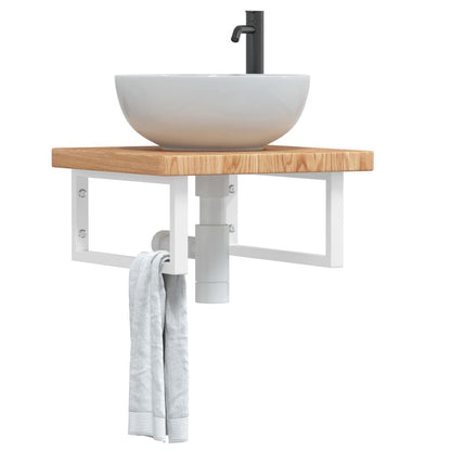 vidaXL Basin Shelf Wall Mounted Steel and Solid Wood Oak