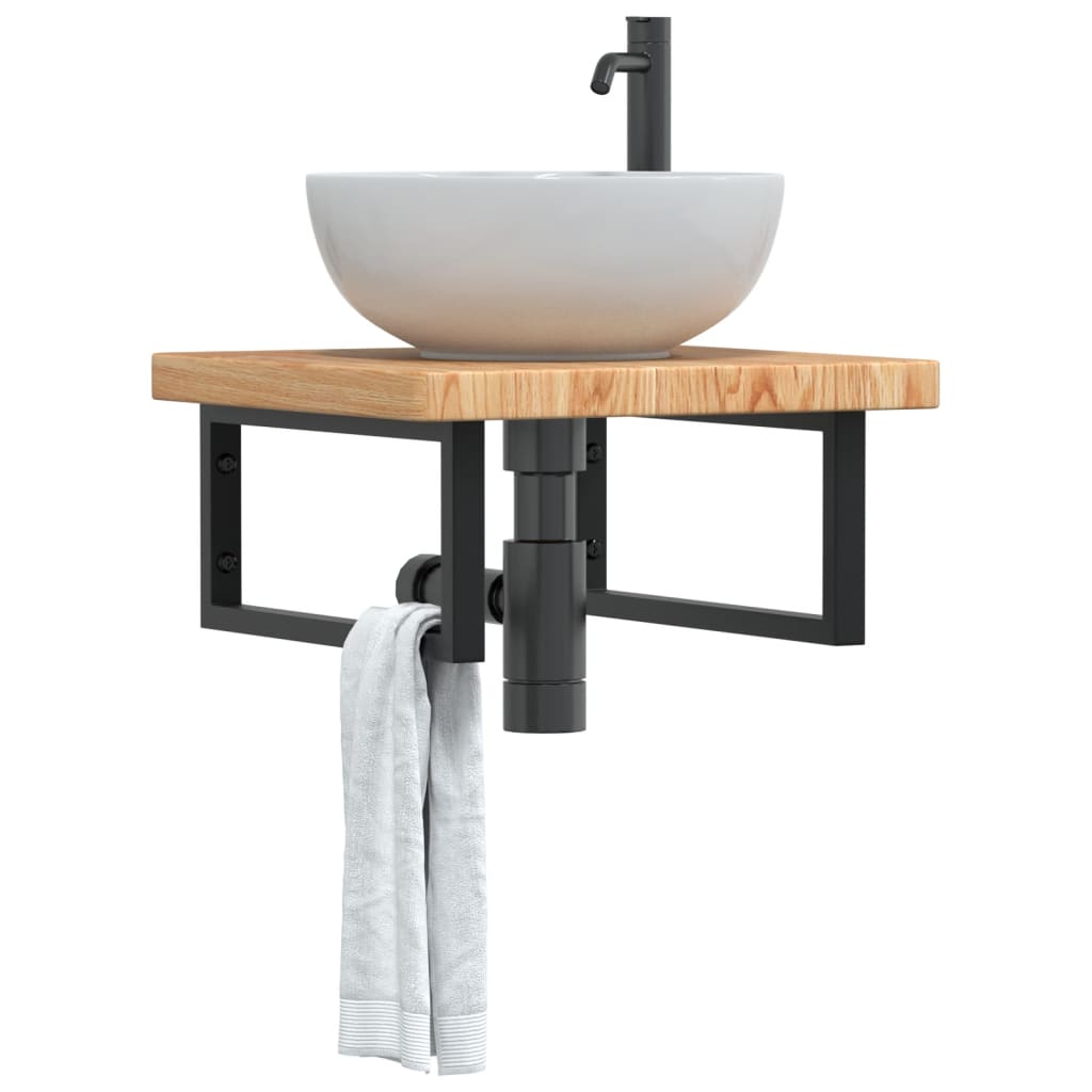 vidaXL Basin Shelf Wall Mounted Steel and Solid Wood Oak