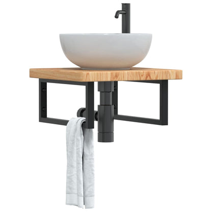 vidaXL Basin Shelf Wall Mounted Steel and Solid Wood Oak