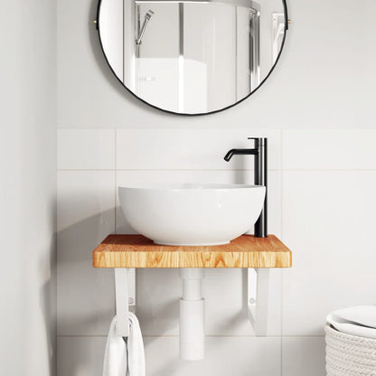 vidaXL Basin Shelf Wall Mounted Steel and Solid Wood Oak