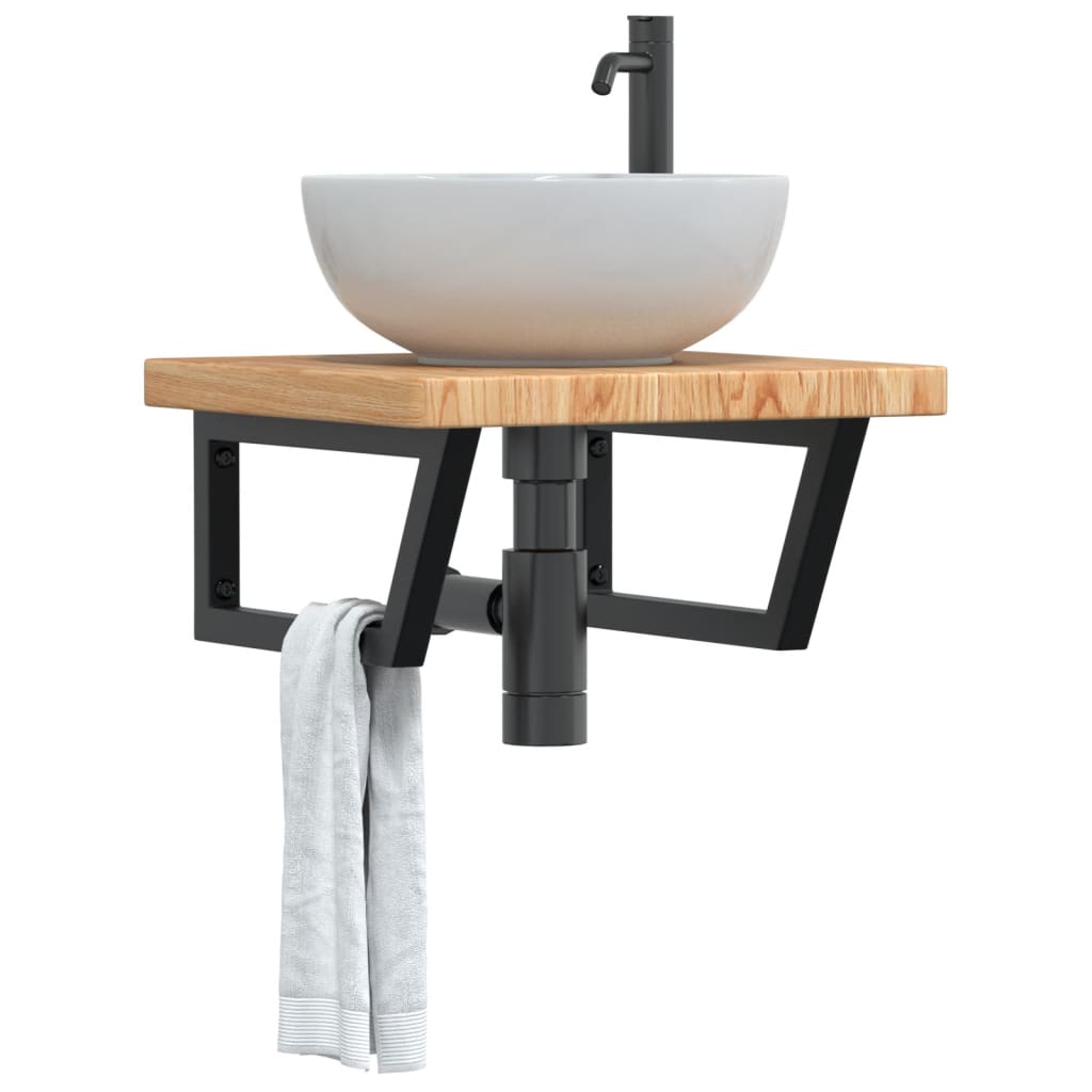 vidaXL Basin Shelf Wall Mounted Steel and Solid Wood Oak