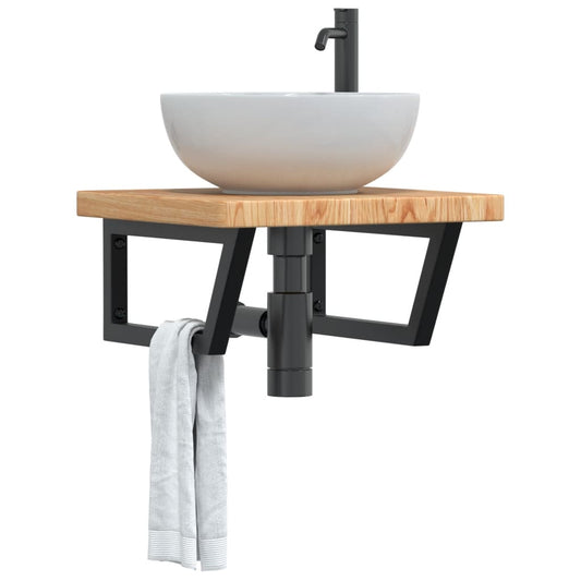 vidaXL Basin Shelf Wall Mounted Steel and Solid Wood Oak