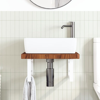 vidaXL Basin Shelf Wall Mounted Steel and Solid Wood Oak