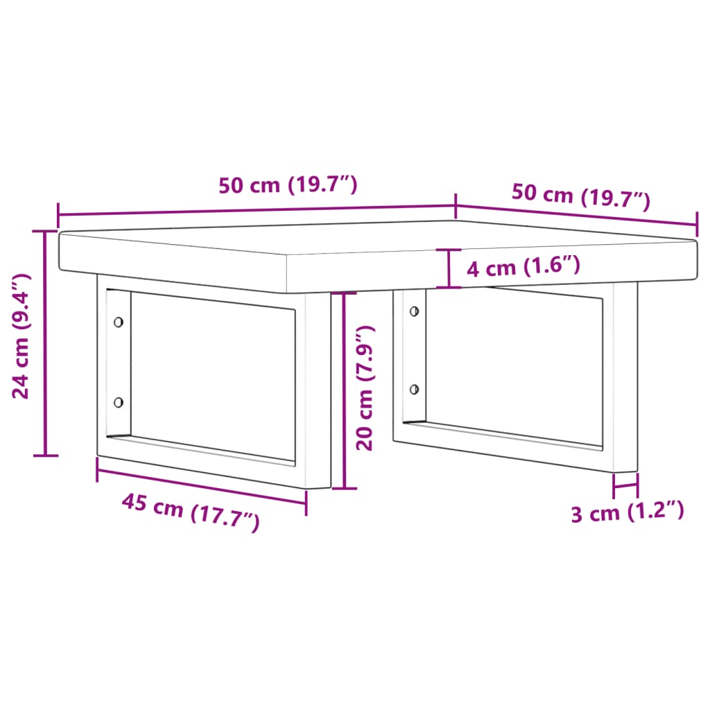 vidaXL Basin Shelf | Dark brown and white | Solid oak wood, Steel | Standard