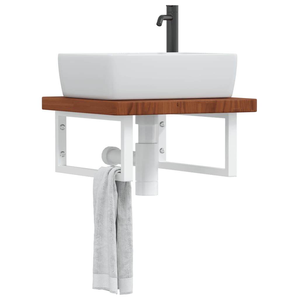 vidaXL Basin Shelf Wall Mounted Steel and Solid Wood Oak
