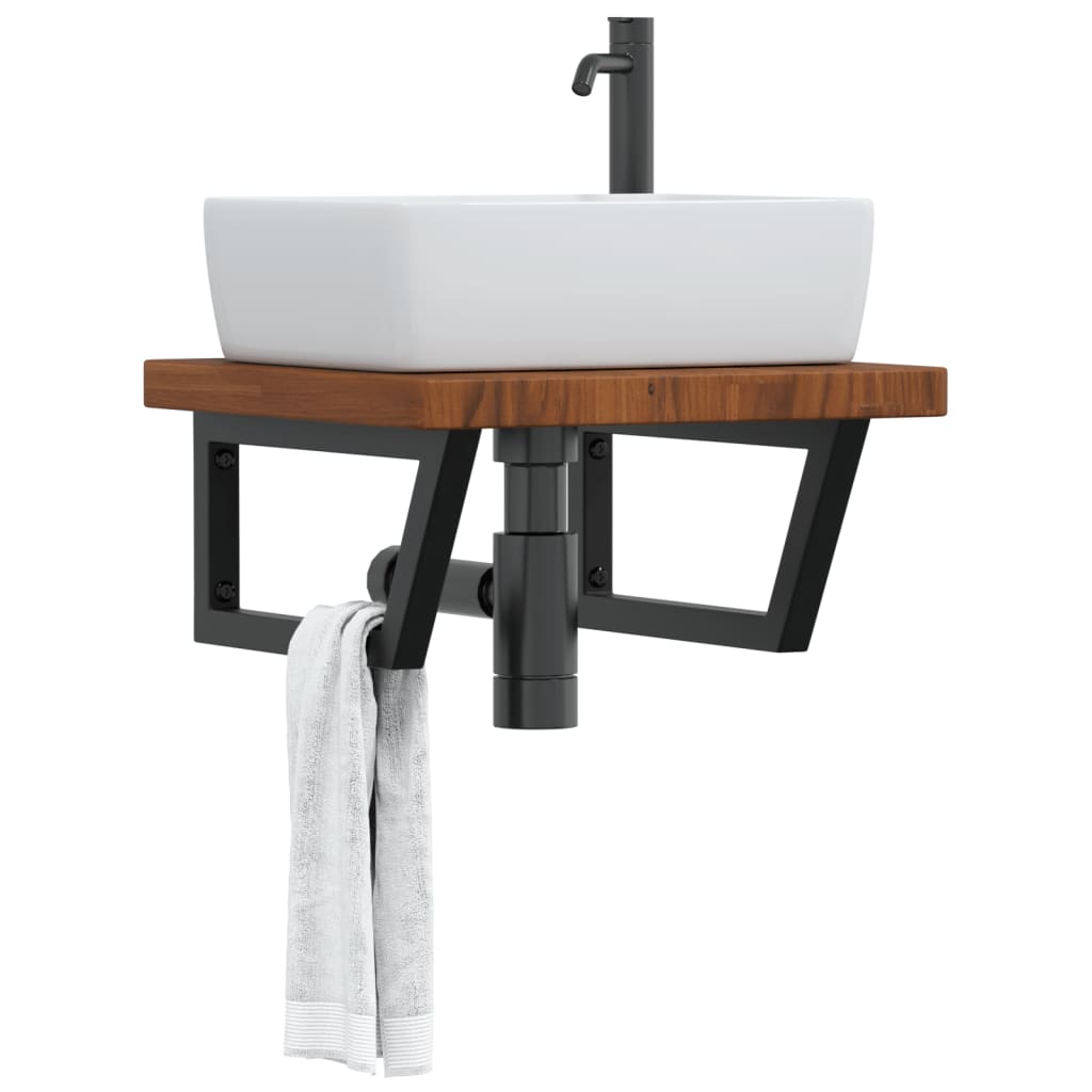vidaXL Basin Shelf Wall Mounted Steel and Solid Wood Oak