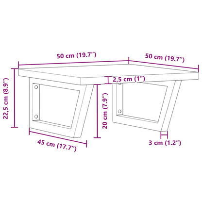 vidaXL Basin Shelf Wall Mounted Steel and Solid Wood Beech
