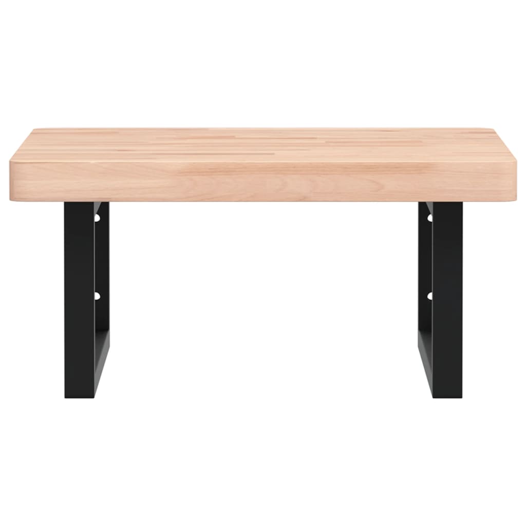 vidaXL Basin Shelf Wall Mounted Steel and Solid Wood Beech