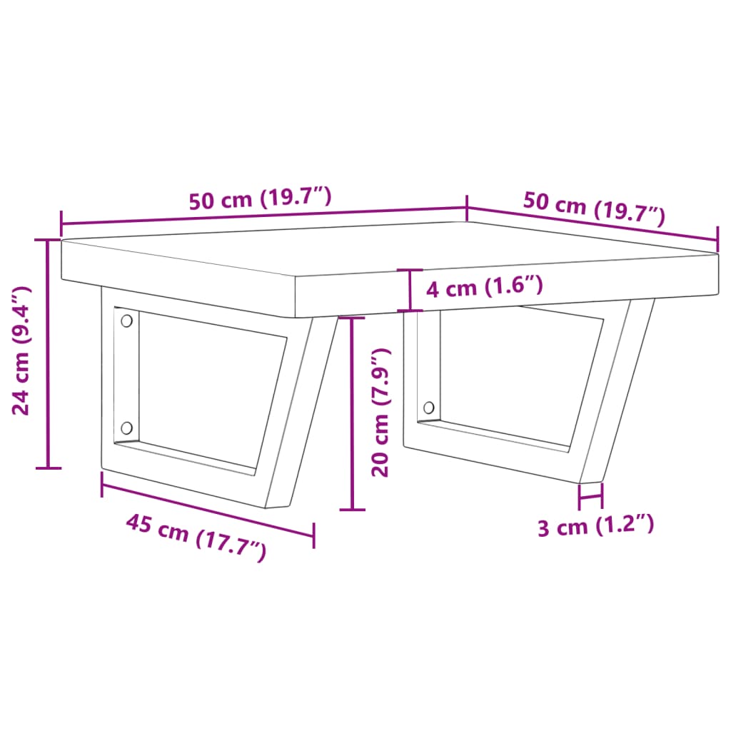 vidaXL Basin Shelf Wall Mounted Steel and Solid Wood Beech