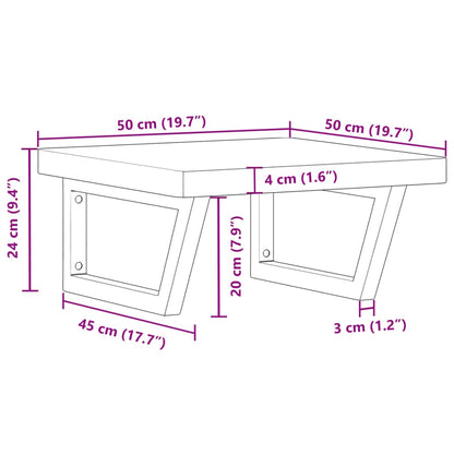 vidaXL Basin Shelf Wall Mounted Steel and Solid Wood Beech