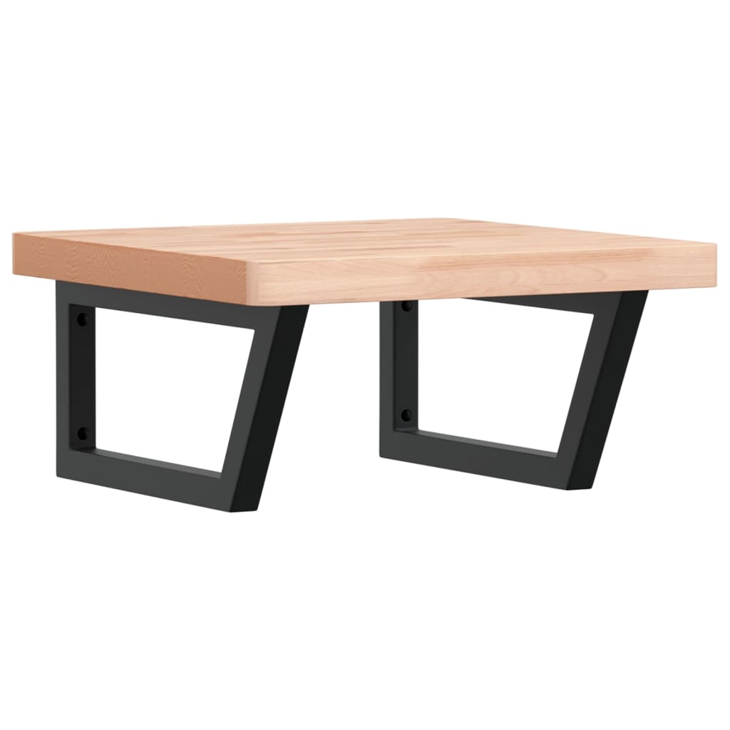 vidaXL Basin Shelf Wall Mounted Steel and Solid Wood Beech
