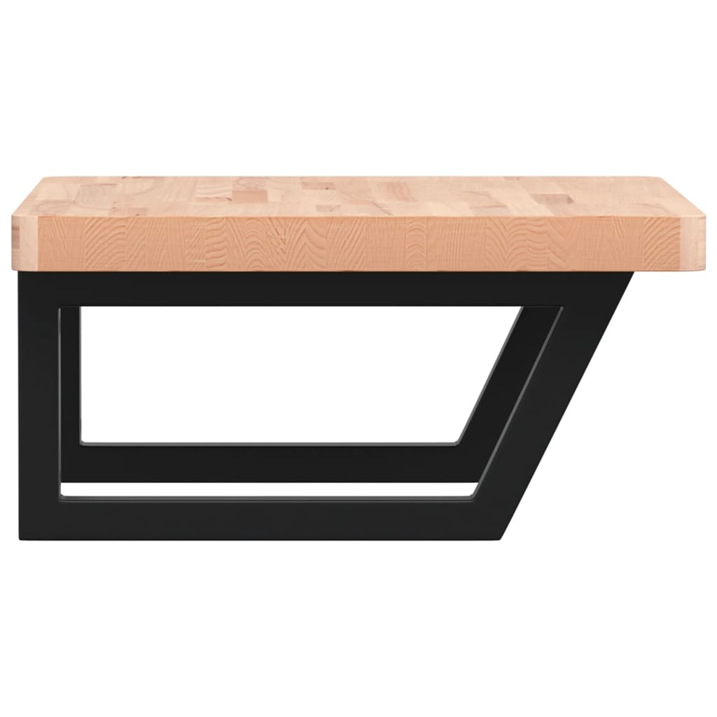 vidaXL Basin Shelf Wall Mounted Steel and Solid Wood Beech
