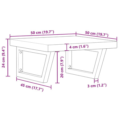 vidaXL Basin Shelf Wall Mounted Steel and Solid Wood Beech