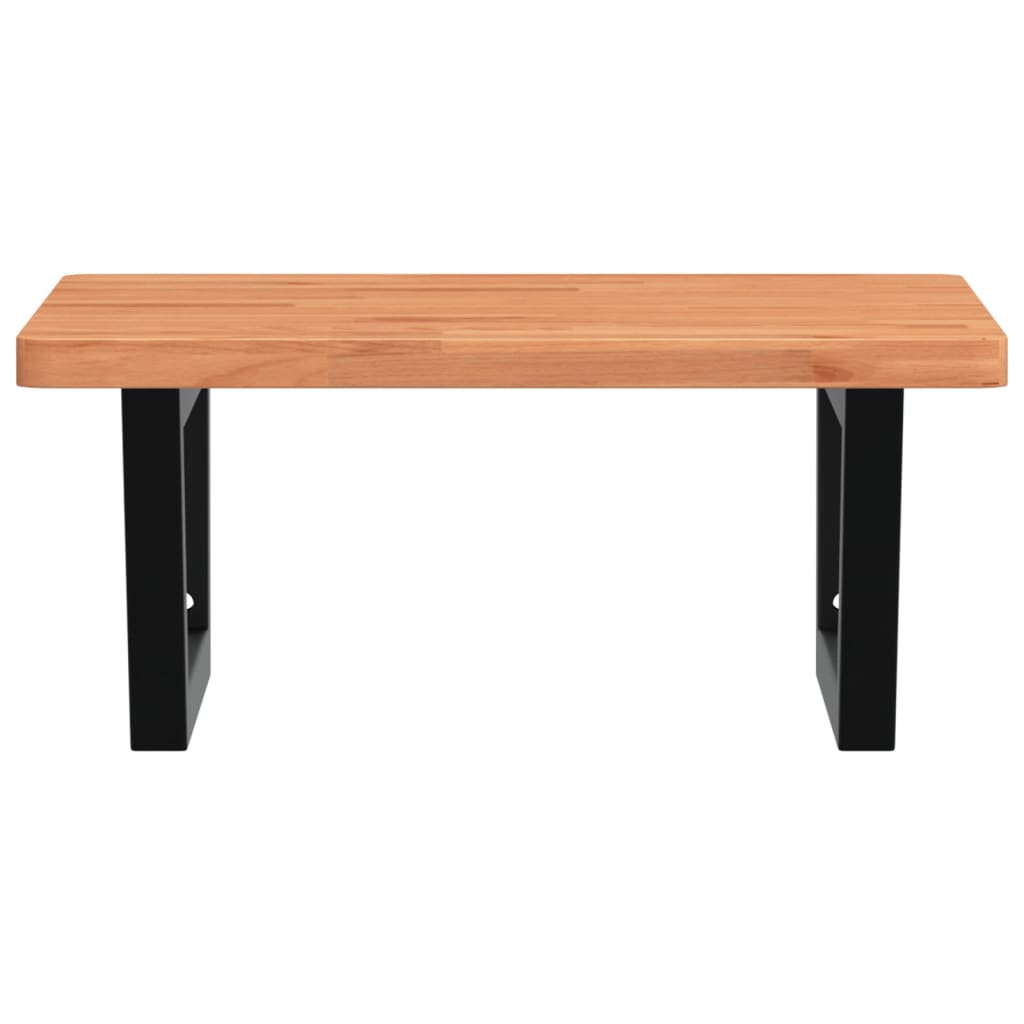 vidaXL Basin Shelf Wall Mounted Steel and Solid Wood Beech
