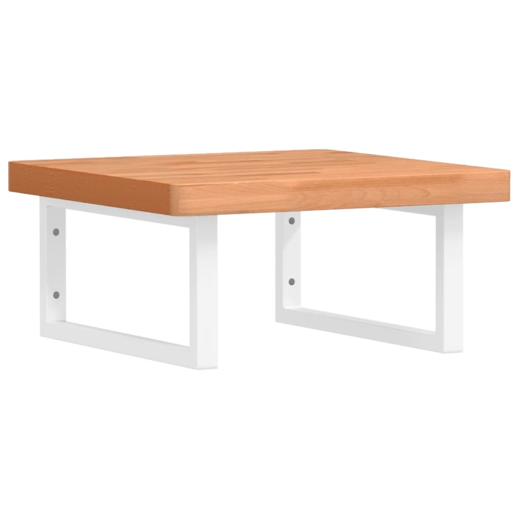 vidaXL Basin Shelf Wall Mounted Steel and Solid Wood Beech
