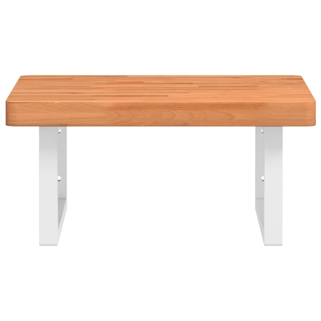 vidaXL Basin Shelf Wall Mounted Steel and Solid Wood Beech